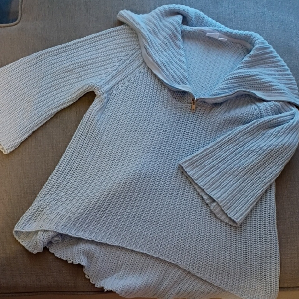 Somedays Lovin Anthropologie Blue Zipper Sweater